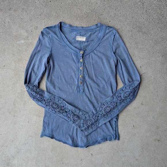 Free People Our Song Henley Lace Cuff Shirt - Picture 5 of 6
